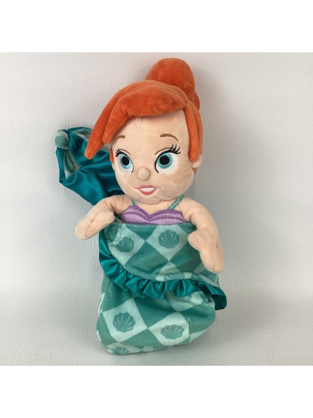Disney Babies Little Mermaid Ariel Plush Stuffed Doll Swaddle Blanket Princess